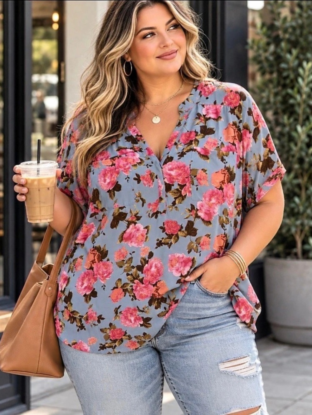 Torrid Harper Flutter Short Sleeve Blouse in Kai Floral Print Size 4
